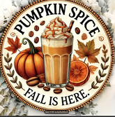 2D, 1pc, Vintage Aluminum Pumpkin Spice Fall Coffee Bar Sign, 8x8 Inch, Room Decor